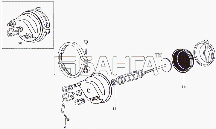 Tata LP LPT 613 LHD Схема FRONT BRAKE CHAMBER-72 banga.ua