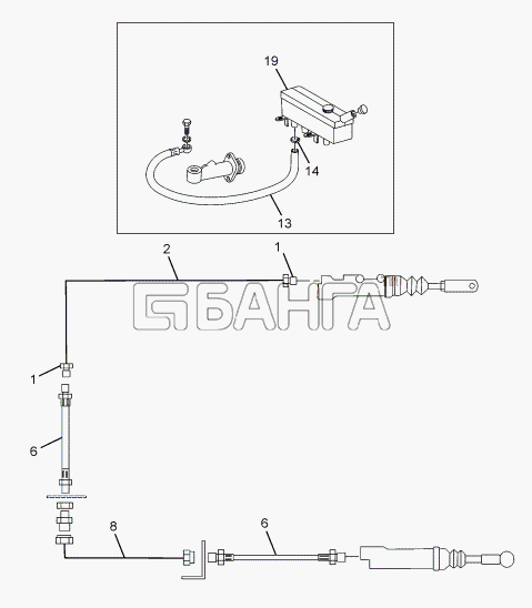Tata LPT 613 LHD EURO II Схема CLUTCH PIPE LINES-46 banga.ua