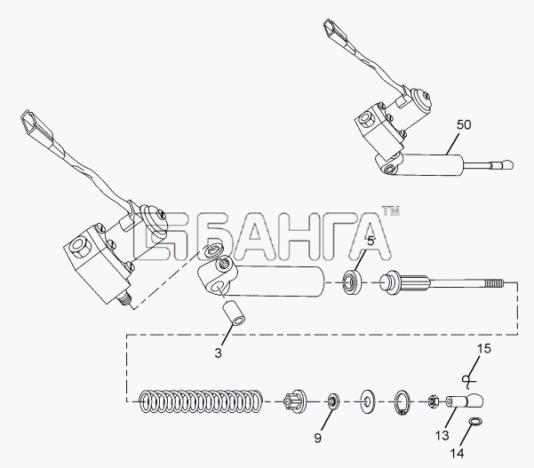 Tata LPT 613 LHD EURO II Схема AIR CYLINDER WITH MAGNETIC VALVE-75