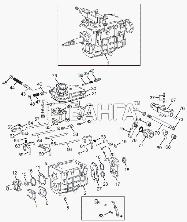 Tata LPT 613 Euro-III Схема GEARBOX HOUSING CHASSIS TYPE 381226-66