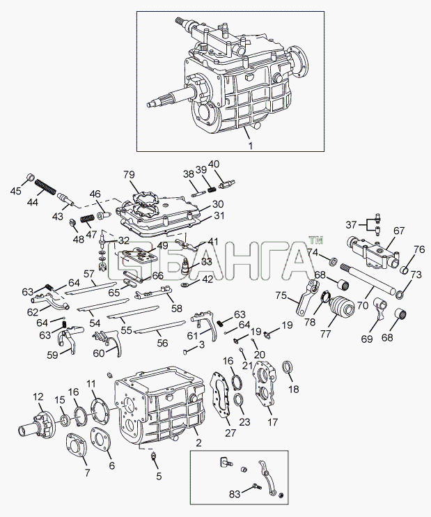 Tata LPT 613 Euro-III Схема GEARBOX HOUSING CHASSIS TYPE 381313-67