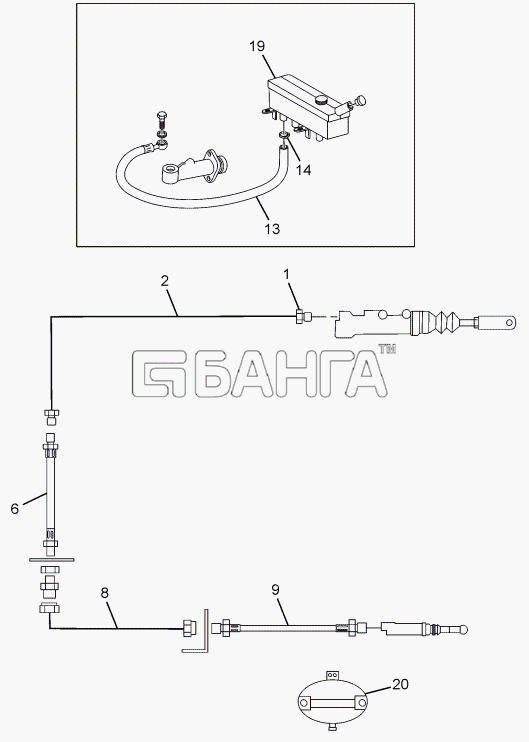 Tata LPT 613 Euro-III Схема CLUTCH PIPE LINES-73 banga.ua