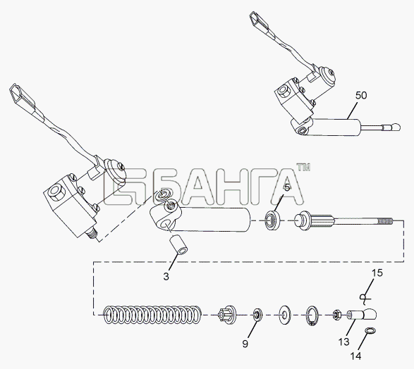 Tata LPT 613 Euro-III Схема AIR CYLINDER WITH MAGNETIC VALVE-108