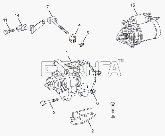 Tata LPT 613 34 WB Euro III Схема ALTERNATOR AND STARTER-41 banga.ua