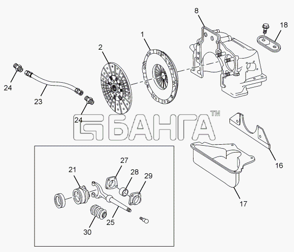 Tata LPT 613 34 WB Euro III Схема CLUTCH (310 MM DIA)-49 banga.ua