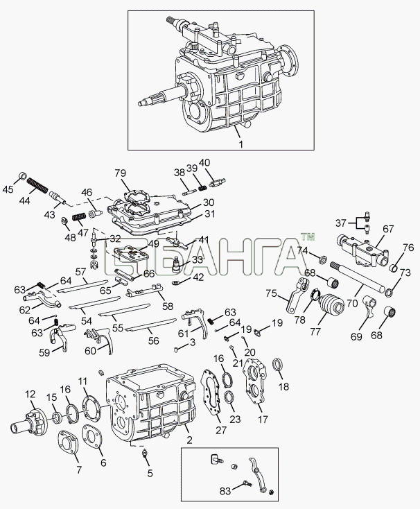 Tata LPT 613 34 WB Euro III Схема GEAR BOX HOUSING CHASSIS TYPE