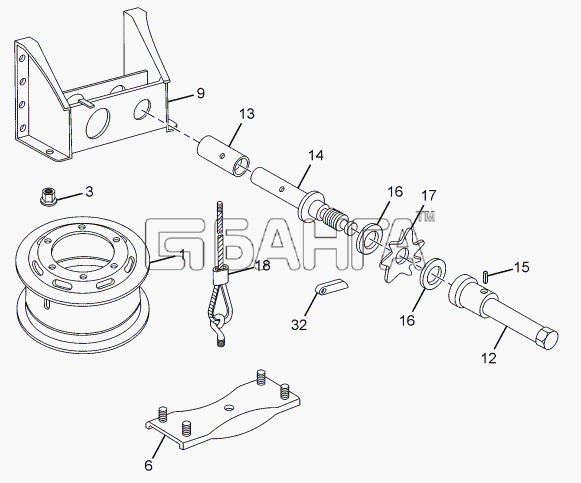 Tata LPT 613 34 WB Euro III Схема SPARE WHEEL CARRIER-81 banga.ua