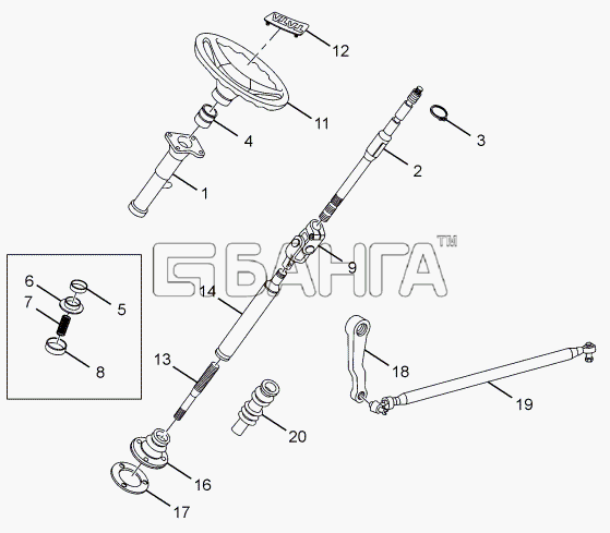 Tata LPT 613 34 WB Euro III Схема STEERING LINKAGE-100 banga.ua