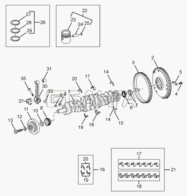 Tata LPT 613 34 WB Euro III Схема MOVING PARTS-26 banga.ua