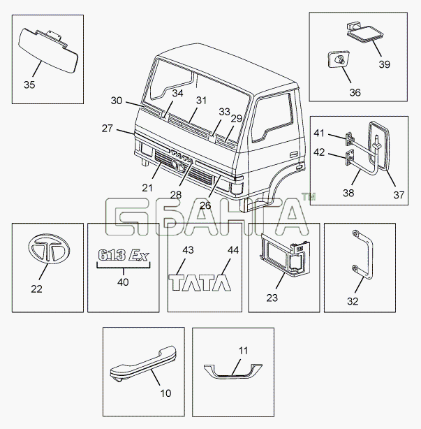 Tata LPT 613 34 WB Euro III Схема INTERNAL AND EXTERNAL FITMENTS-11