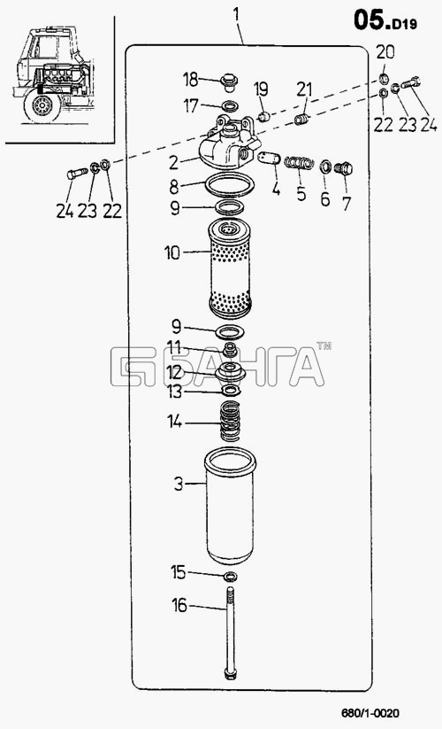 ТАТРА 815-2 EURO II Схема Масляный фильтр держатель масляного фильтра