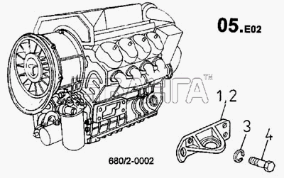 ТАТРА 815-2 EURO II Схема Монтаж подвески двигателя (680 2)-282