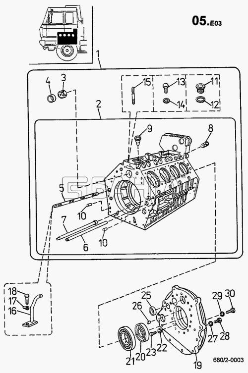 ТАТРА 815-2 EURO II Схема Картер двигателя картер маховика (680 2)-285