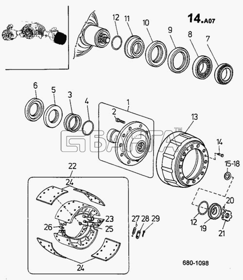 ТАТРА 815-2 EURO II Схема Ступица колеса тормозной барабан колодки