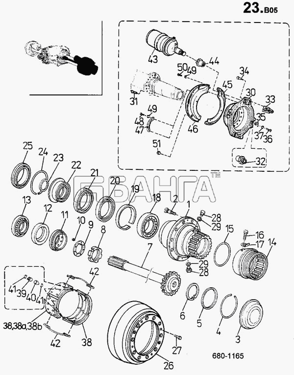 ТАТРА 815-2 EURO II Схема Ступица колеса тормоза перрот (680)-709