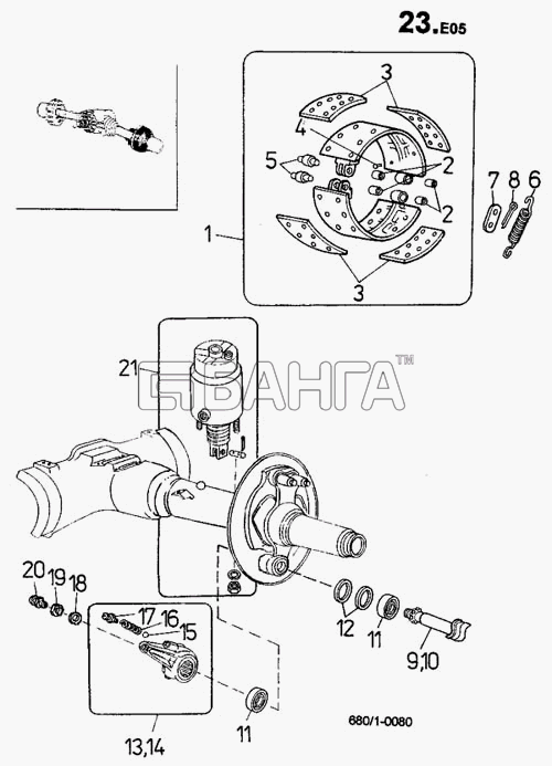 ТАТРА 815-2 EURO II Схема Колодки тормозные рычаг кулак тормозной