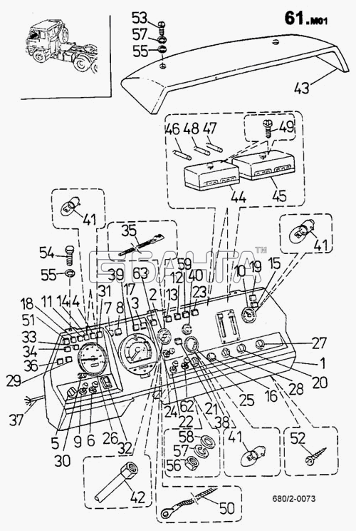 ТАТРА 815-2 EURO II Схема Панель приборов укомплектованная (680