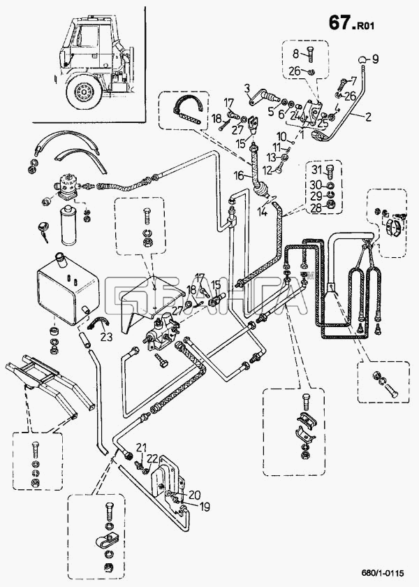 ТАТРА 815-2 EURO II Схема Установка механизма опрокидывания кузова