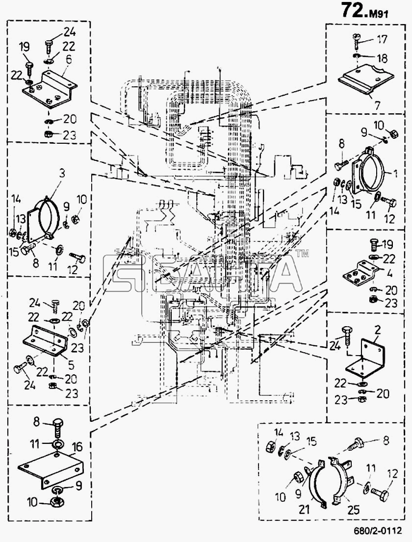 ТАТРА 815-2 EURO II Схема Крепление ресиверов кронштейн клапана крышка