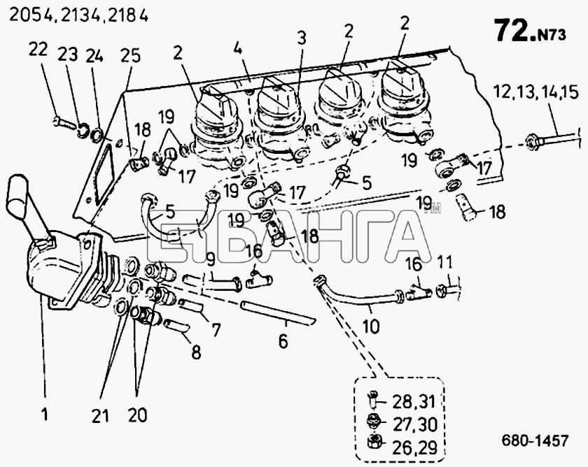 ТАТРА 815-2 EURO II Схема Клапан ручной с кранами (680)-857 banga.ua