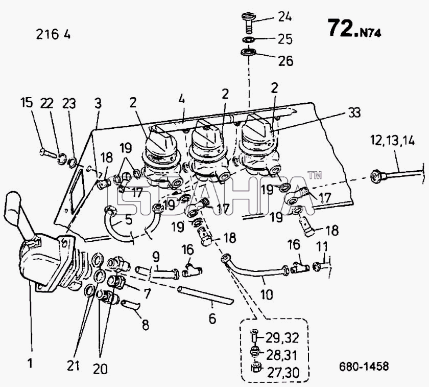 ТАТРА 815-2 EURO II Схема Клапан ручной с кранами (680)-858 banga.ua