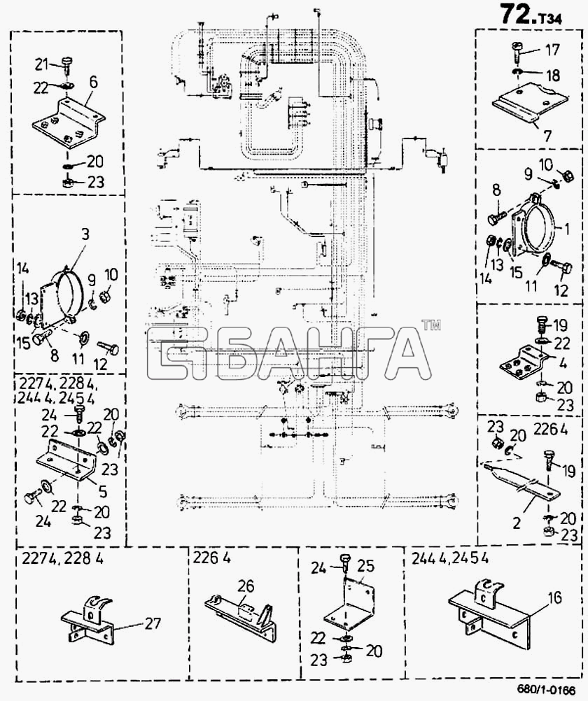 ТАТРА 815-2 EURO II Схема Крепление ресиверов кронштейн клапана крышка