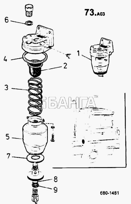 ТАТРА 815-2 EURO II Схема Топливный фильтр грубой очистки (детали)