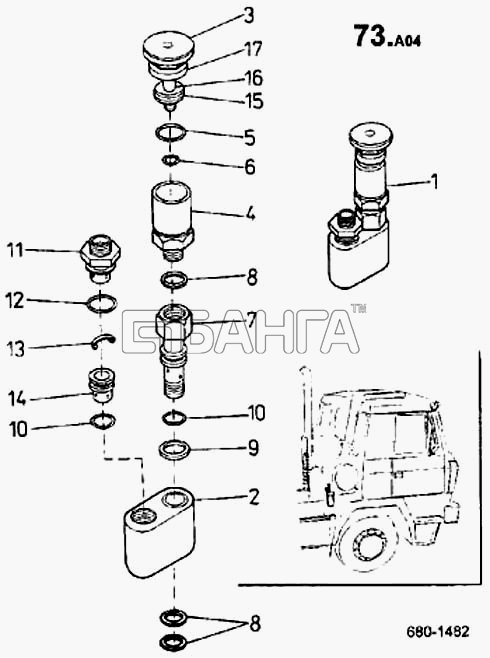 ТАТРА 815-2 EURO II Схема Насос ручной подкачки (детали) (680)-387