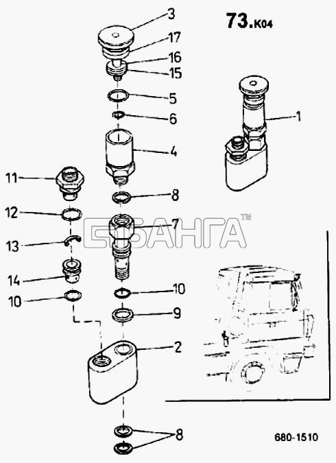 ТАТРА 815-2 EURO II Схема Насос ручной подкачки (детали) (680)-394