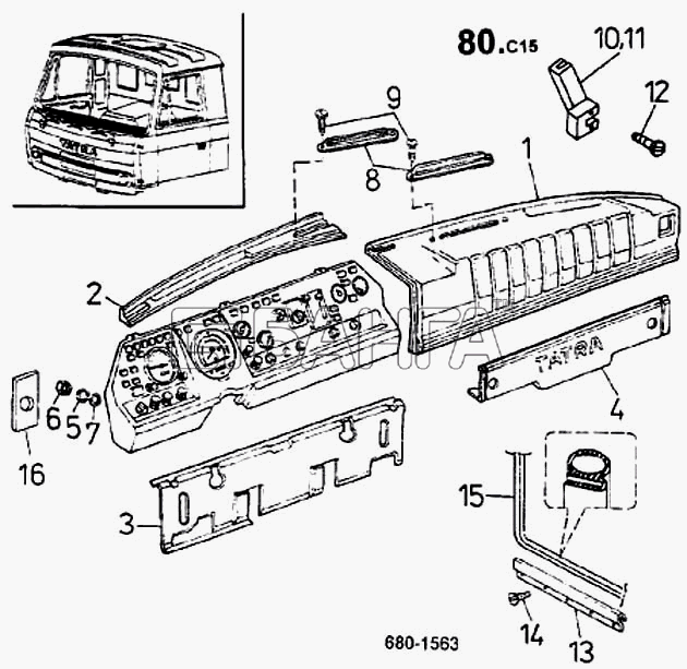 ТАТРА 815-2 EURO II Схема Отделка панели приборов (680)-94 banga.ua