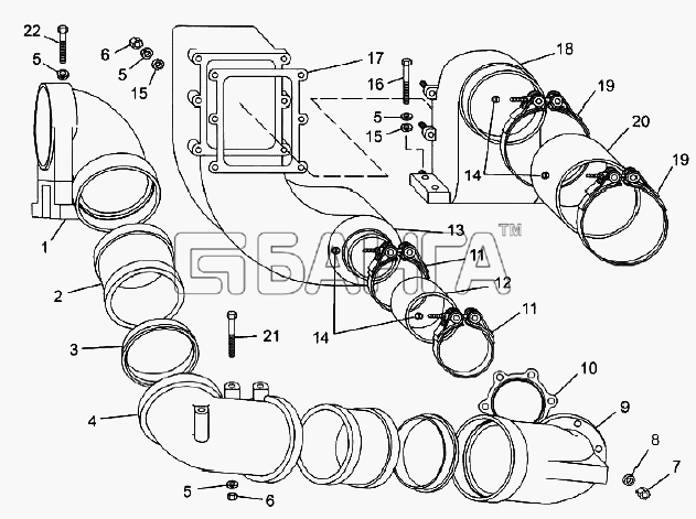 ТМЗ Дизели ТМЗ-8421 - 85227 Схема Подвод воздуха к турбокомпрессору и