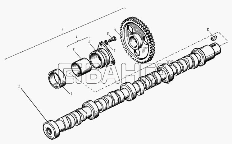 ТМЗ Дизели ТМЗ-8421 - 85227 Схема Распределительный вал-10 banga.ua