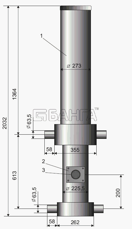Тонар Тонар-95231 Схема Гидроцилиндр-8 banga.ua