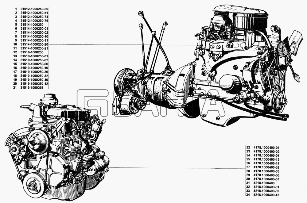 УАЗ УАЗ 31512 Схема Двигатель в сборе-47 banga.ua