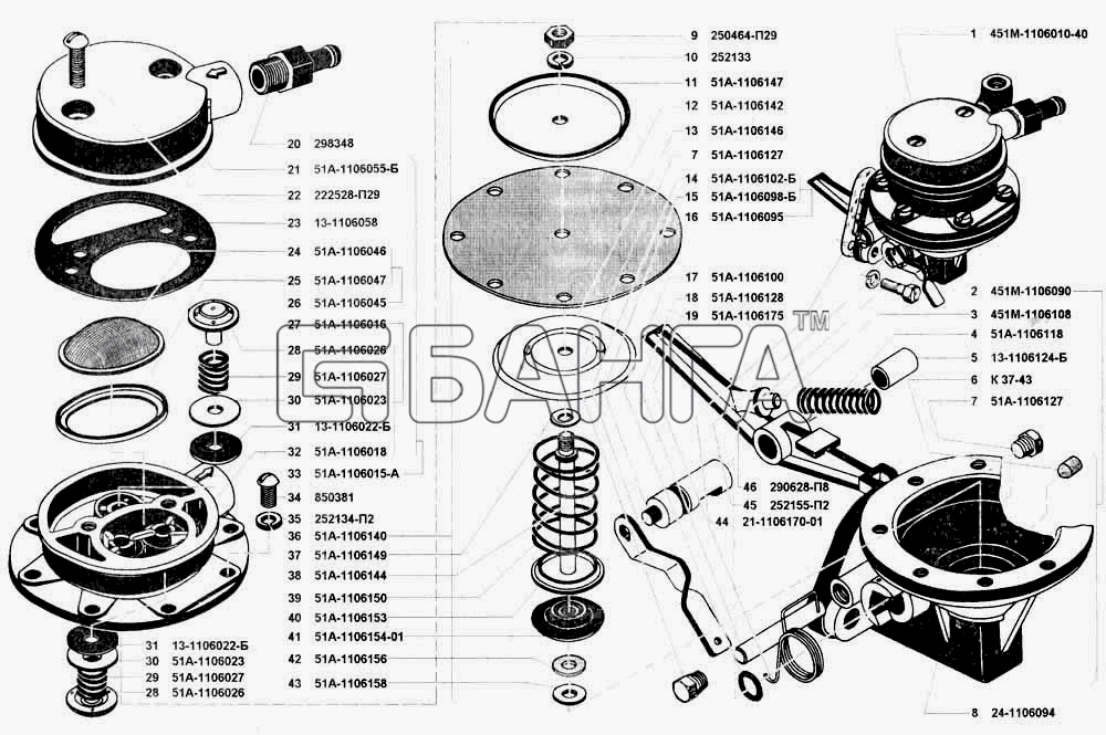 УАЗ УАЗ 3741 (каталог 2002 г.) Схема Насос топливный-85 banga.ua