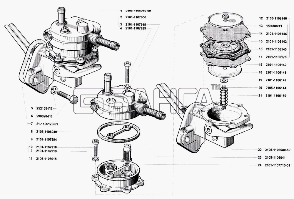 УАЗ УАЗ 3741 (каталог 2002 г.) Схема Насос топливный-86 banga.ua