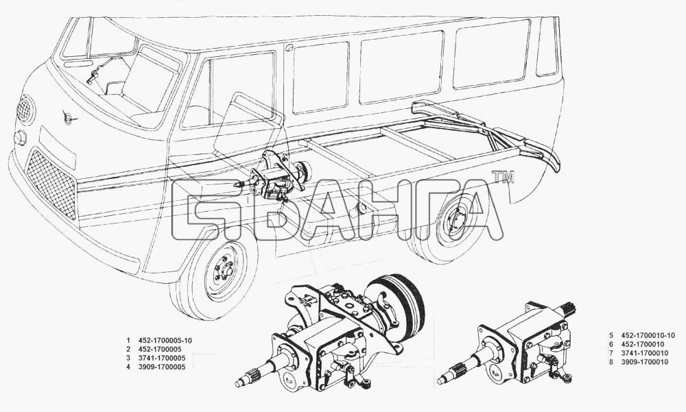 УАЗ УАЗ 3741 (каталог 2002 г.) Схема Коробка передач в сборе-110