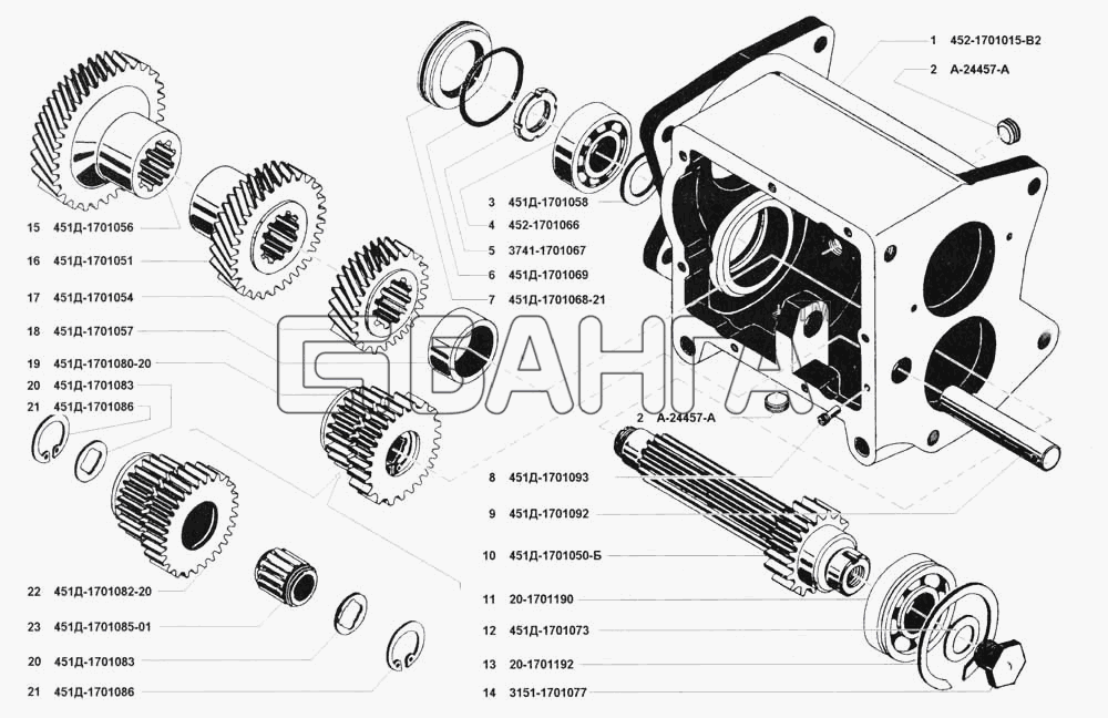 УАЗ УАЗ 3741 (каталог 2002 г.) Схема Коробка передач-115 banga.ua