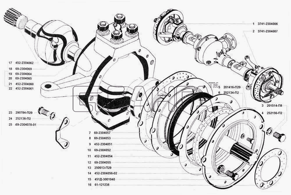 УАЗ УАЗ 3741 (каталог 2002 г.) Схема Кулаки поворотные-133 banga.ua