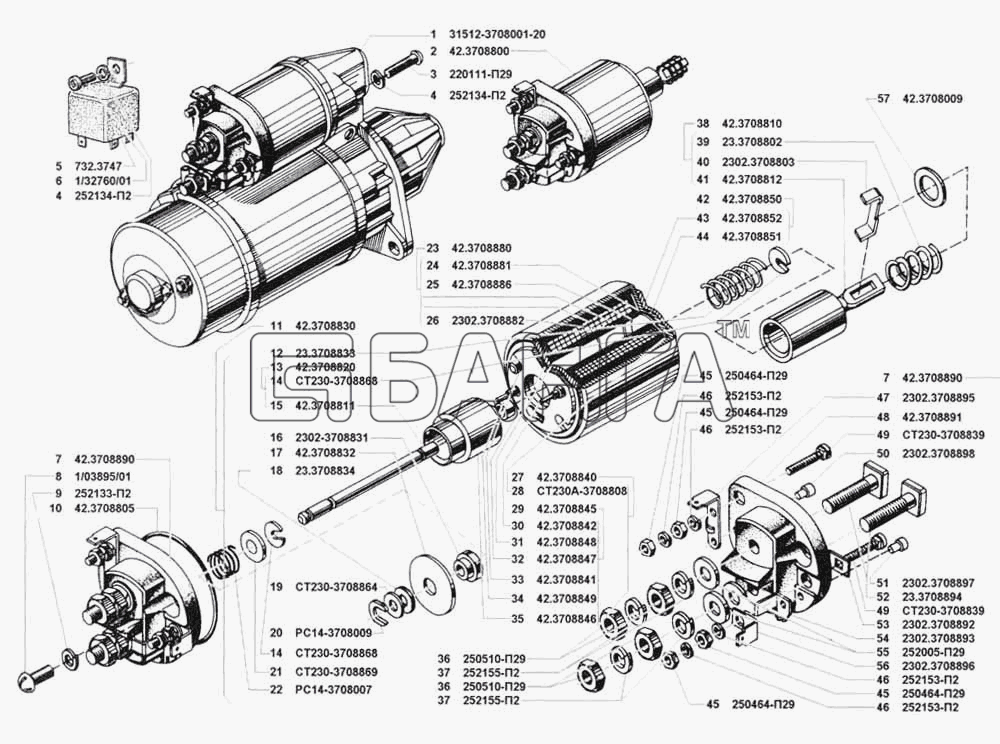 УАЗ УАЗ 3741 (каталог 2002 г.) Схема Стартер-181 banga.ua