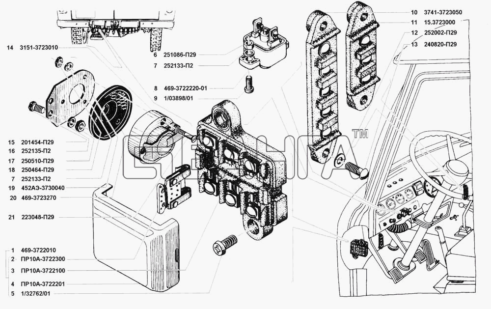 УАЗ УАЗ 3741 (каталог 2002 г.) Схема Предохранители электрических
