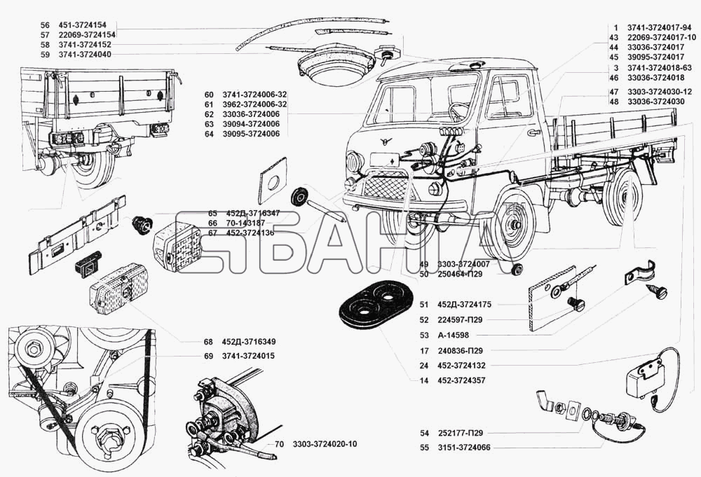 УАЗ УАЗ 3741 (каталог 2002 г.) Схема Электропровода-194 banga.ua