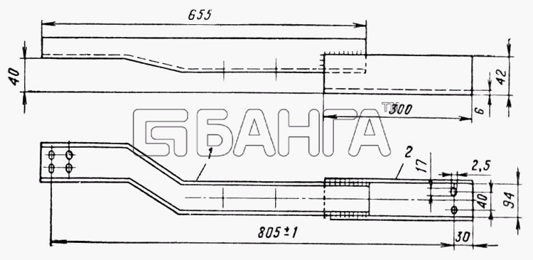 УралАЗ УРАЛ-375 Схема Эскиз доработки правого кронштейна banga.ua