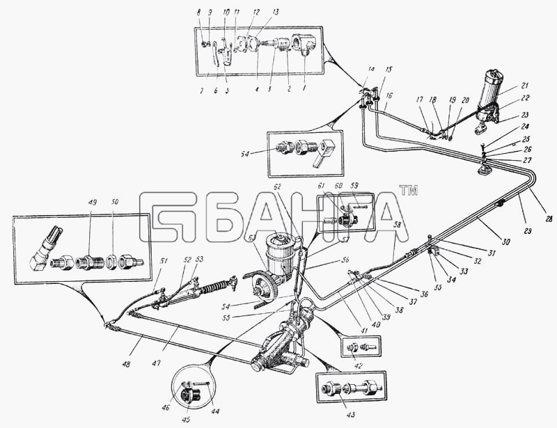 УралАЗ УРАЛ-375 Схема Схема системы рулевого управления (Рис. banga.ua