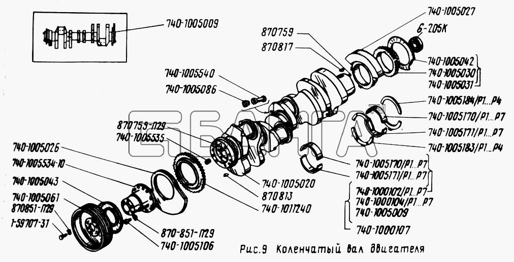 УралАЗ УРАЛ-43202 Схема Коленчатый вал двигателя-15 banga.ua