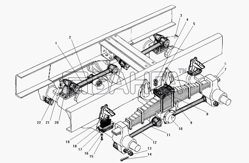 УралАЗ УРАЛ-4320-31 Схема Задняя балансирная подвеска-101 banga.ua
