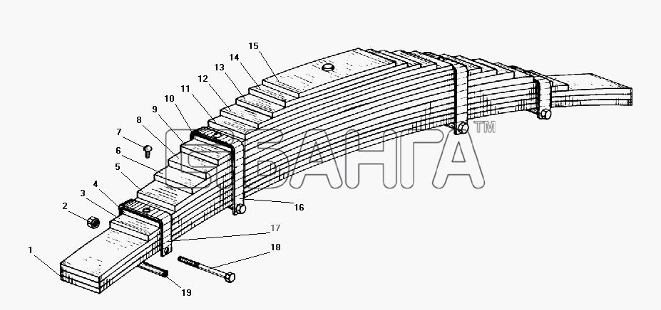 УралАЗ УРАЛ-4320-31 Схема Задняя рессора-102 banga.ua