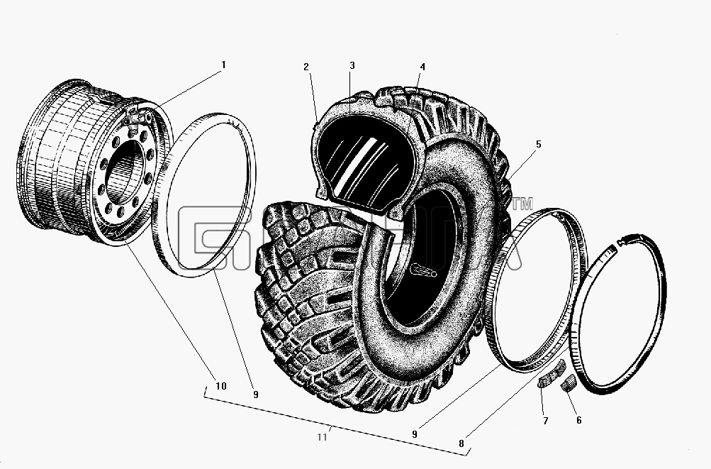 УралАЗ УРАЛ-4320-31 Схема Колесо и шина-106 banga.ua