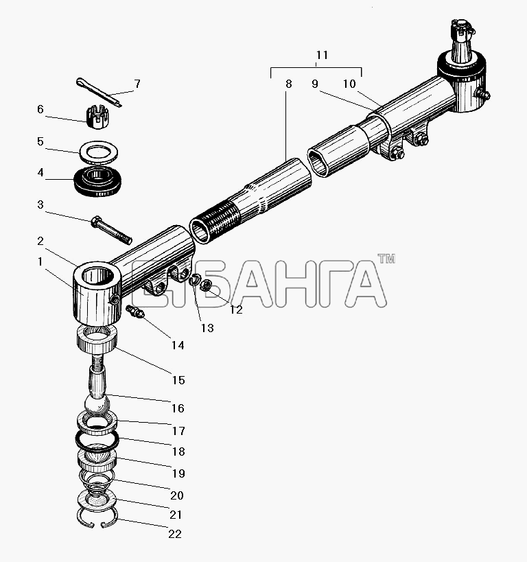 УралАЗ УРАЛ-4320-31 Схема Тяга рулевой трапеции-132 banga.ua