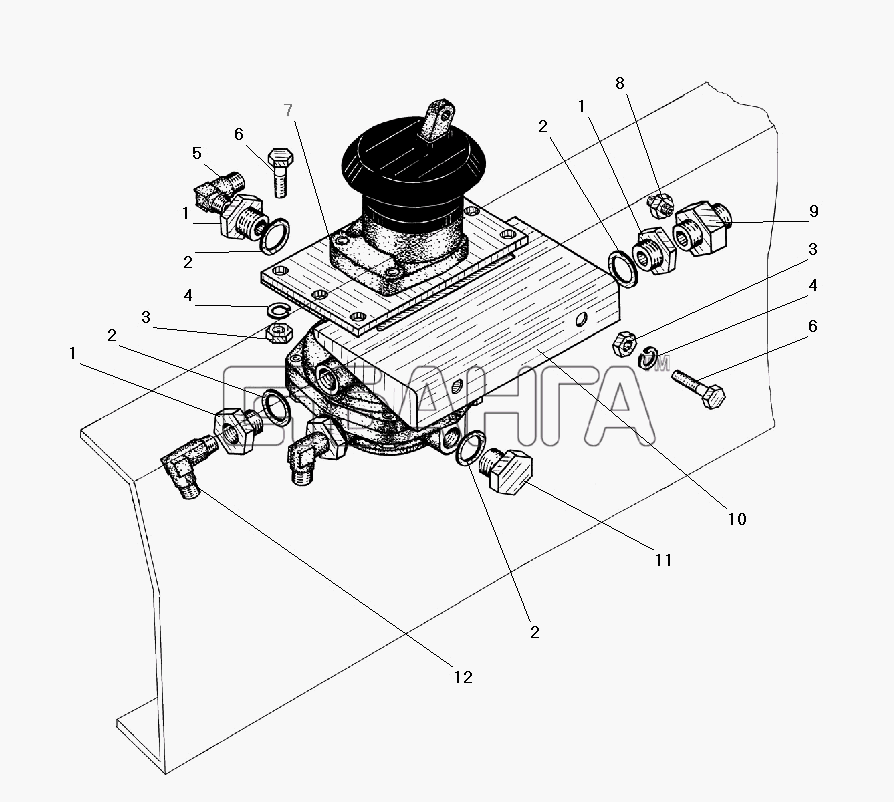 УралАЗ УРАЛ-4320-31 Схема Установка тормозного крана-154 banga.ua